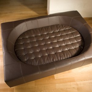 CUBE leather luxury dog bed, classic upholstered, quality craftsmanship